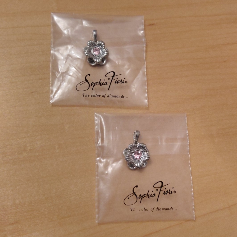 Sophia Fiori 2 Silver with Pink Sapphire Pendants
